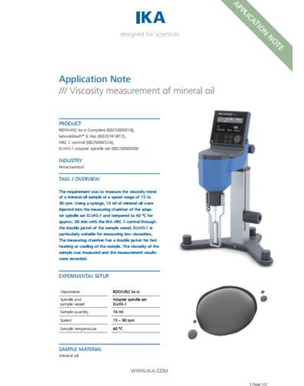 IKA Petro Viscosity measurement of Mineral Oil